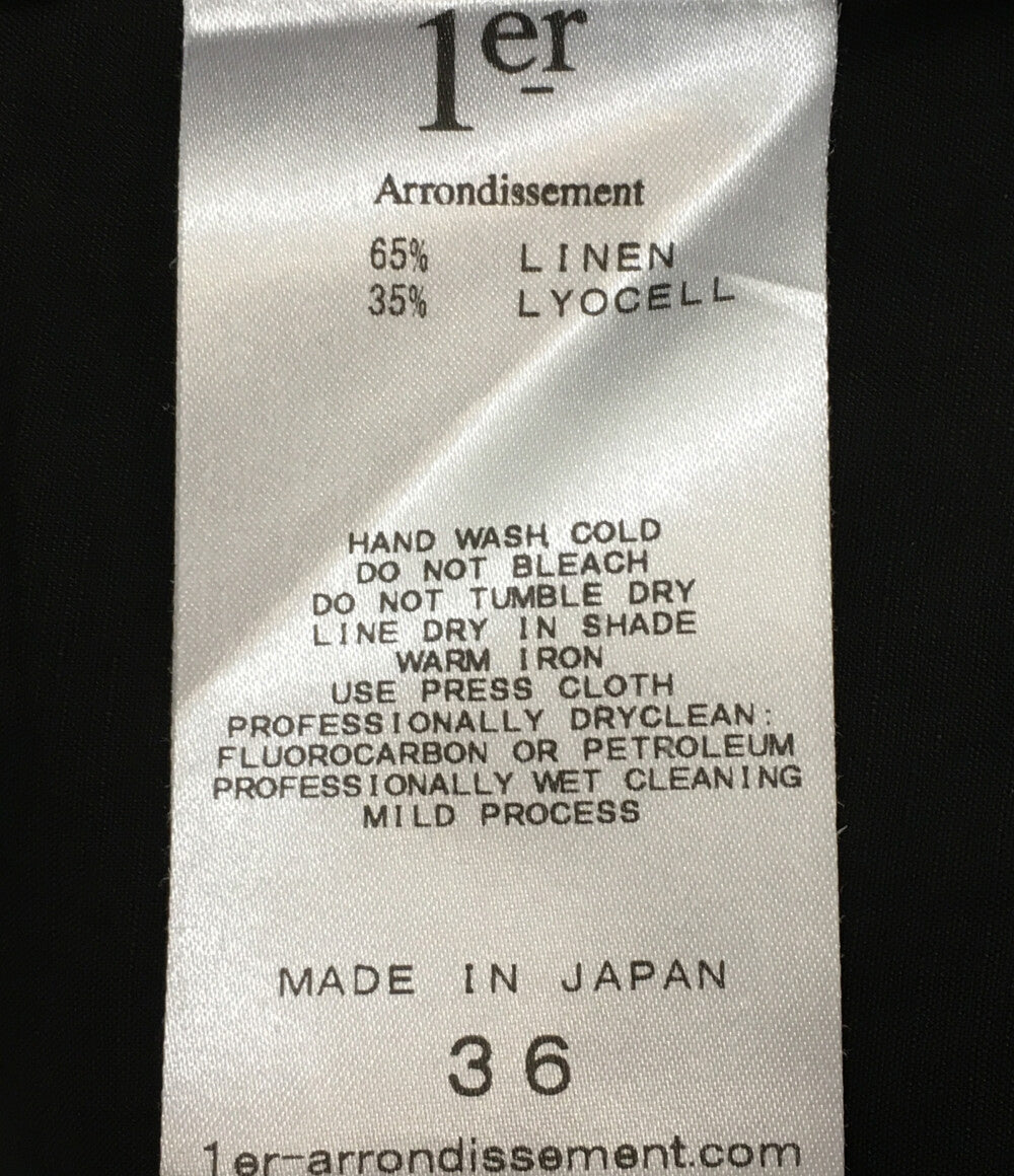 1er Arrondissement プルミエ アロンディスモン ブラウス リネンシャツ ブラック レディース SIZE 36