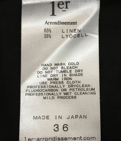 1er Arrondissement プルミエ アロンディスモン ブラウス リネンシャツ ブラック レディース SIZE 36