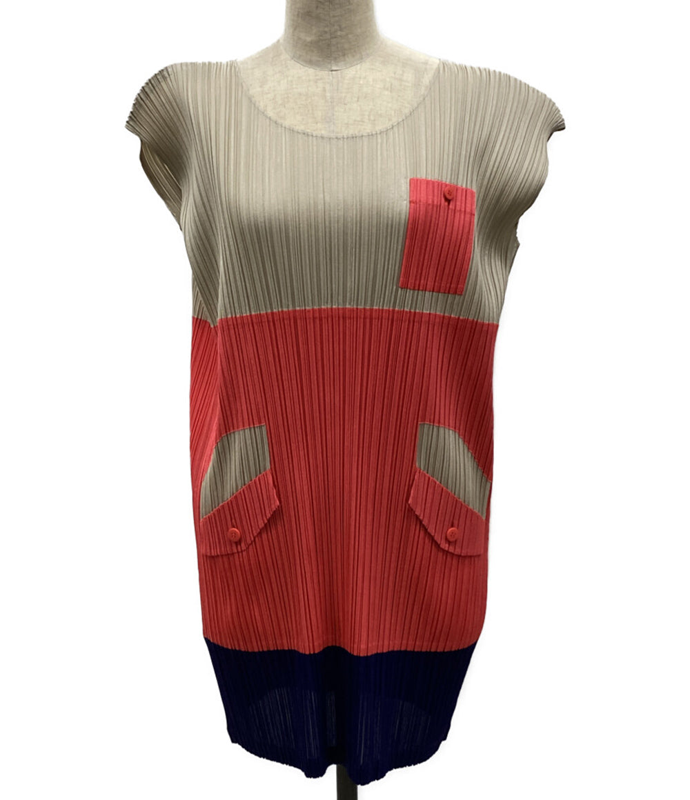 PLEATS PLEASE ISSEY MIYAKE バイカラー チュニック PP41-JT555 レディース SIZE 3 プリーツプリーズ