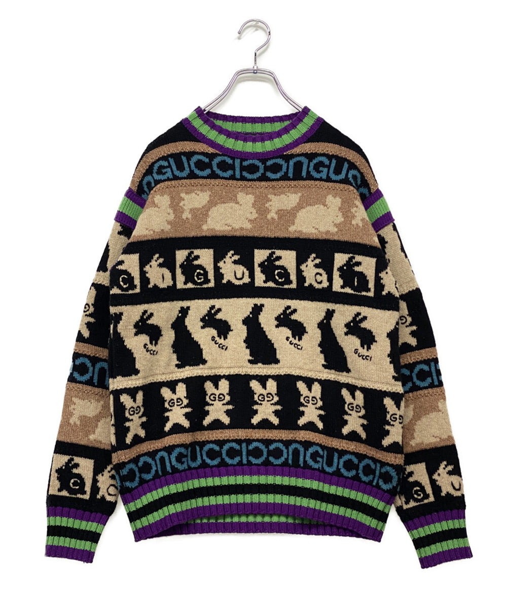 グッチ 長袖ニット ウサギ 総柄 724786 メンズ SIZE S GUCCI