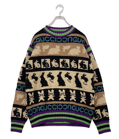グッチ 長袖ニット ウサギ 総柄 724786 メンズ SIZE S GUCCI