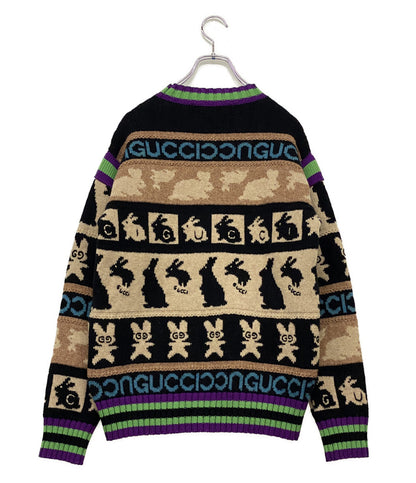 グッチ 長袖ニット ウサギ 総柄 724786 メンズ SIZE S GUCCI