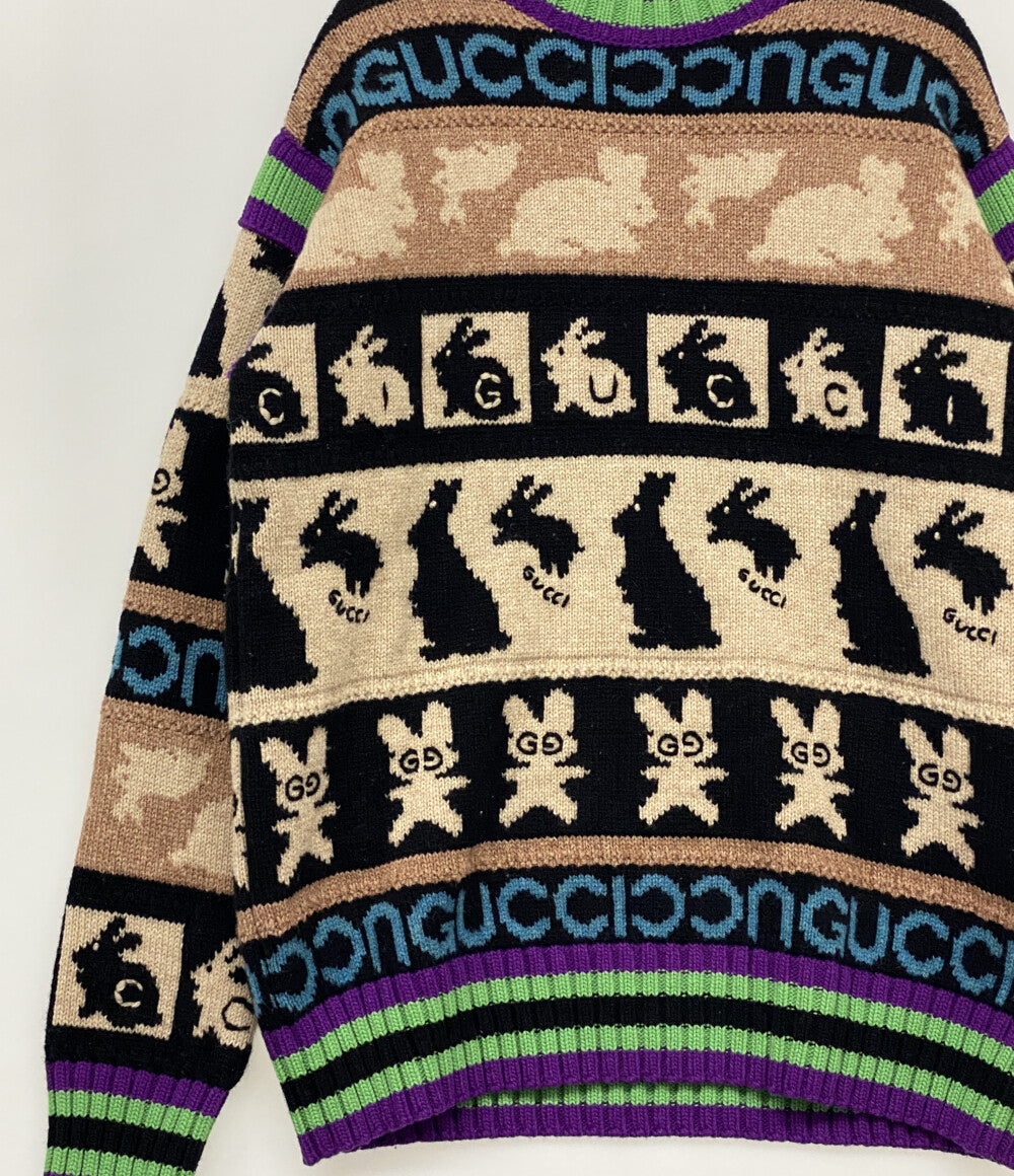 グッチ 長袖ニット ウサギ 総柄 724786 メンズ SIZE S GUCCI