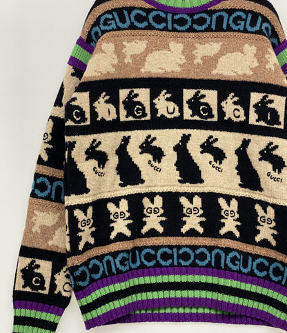 グッチ 長袖ニット ウサギ 総柄 724786 メンズ SIZE S GUCCI