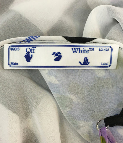 美品 OFF-WHITE キャミワンピース フラワープリントタイルチェック レディース SIZE 38 オフホワイト