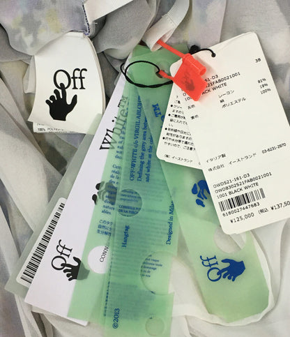 美品 OFF-WHITE キャミワンピース フラワープリントタイルチェック レディース SIZE 38 オフホワイト
