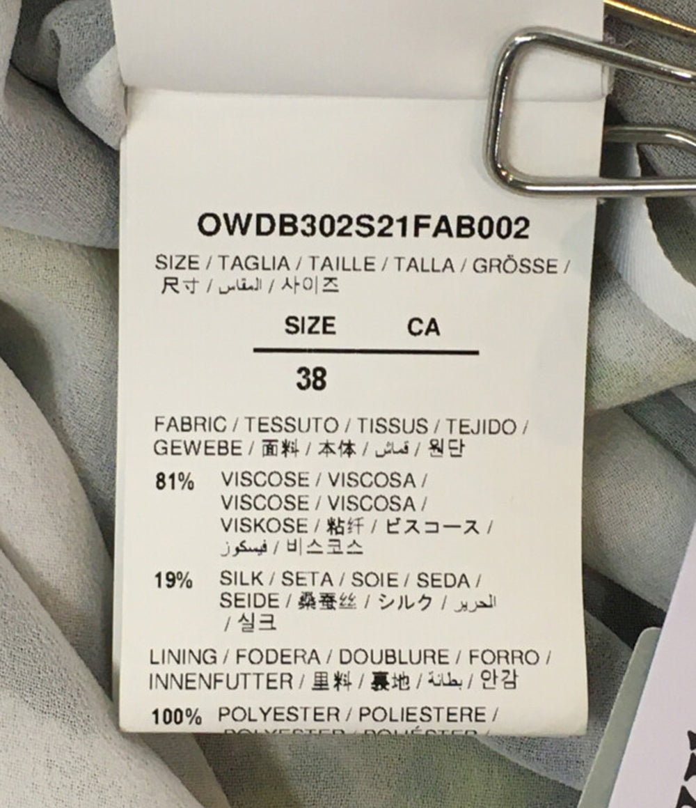 美品 OFF-WHITE キャミワンピース フラワープリントタイルチェック レディース SIZE 38 オフホワイト