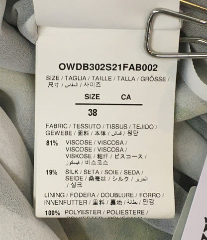 美品 OFF-WHITE キャミワンピース フラワープリントタイルチェック レディース SIZE 38 オフホワイト