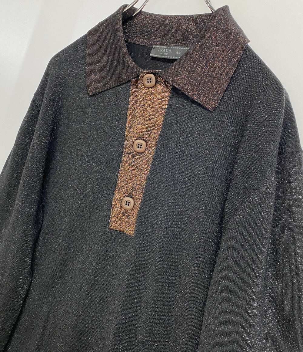 プラダ ニットポロシャツ ラメ メンズ SIZE 48 PRADA