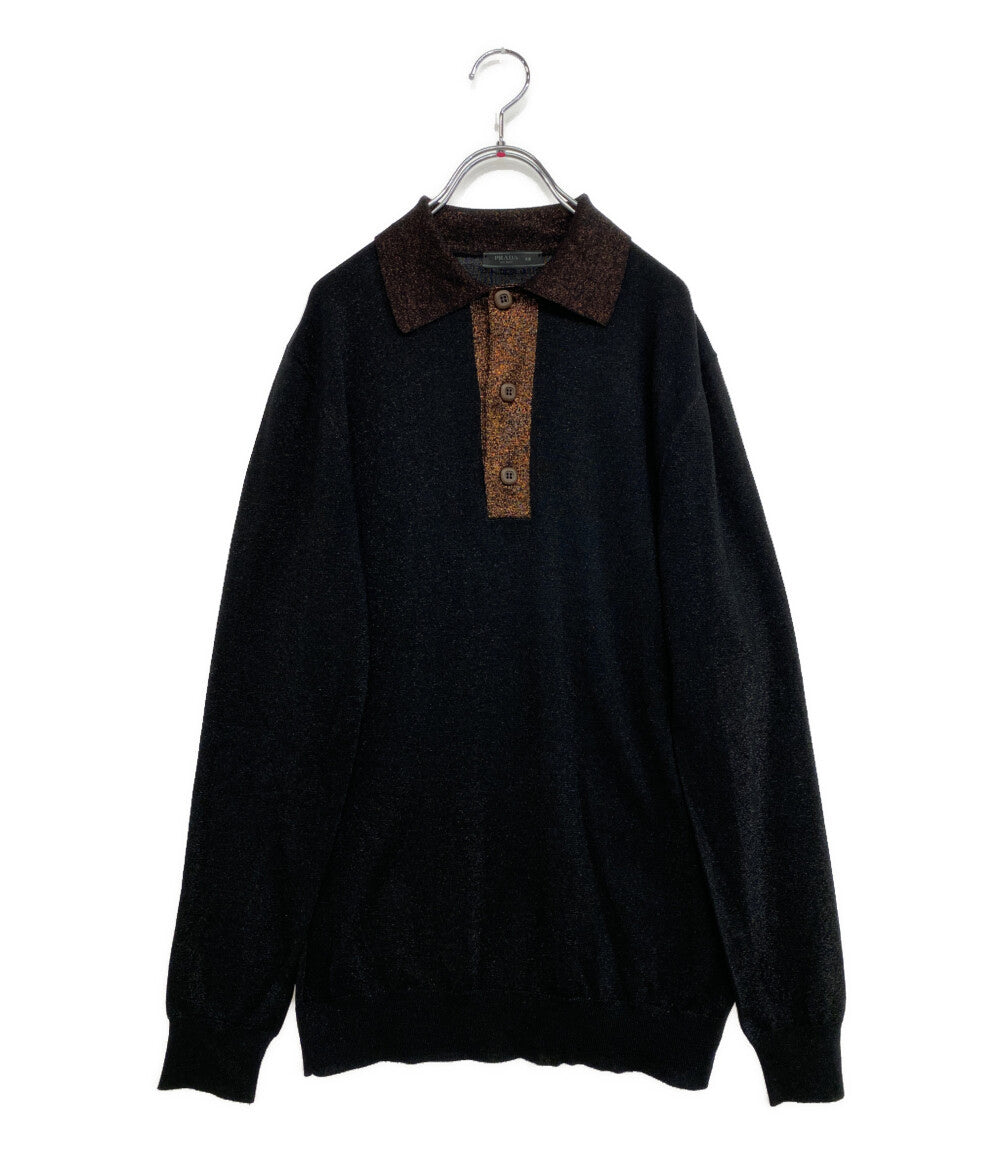 プラダ ニットポロシャツ ラメ メンズ SIZE 48 PRADA