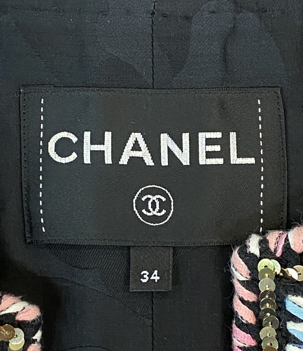 CHANEL ノーカラージャケット スパンコール ツイード P72500 V64261 レディース SIZE 34 シャネル