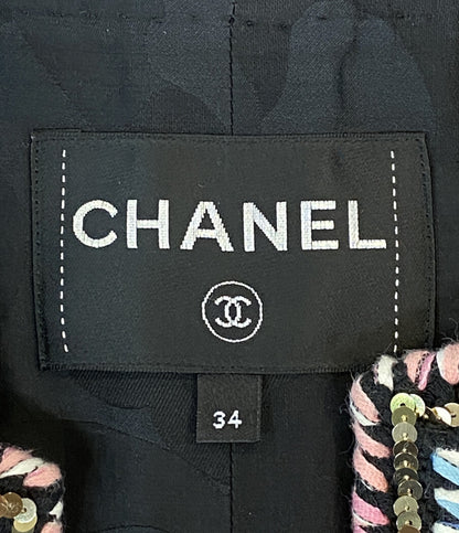 CHANEL ノーカラージャケット スパンコール ツイード P72500 V64261 レディース SIZE 34 シャネル