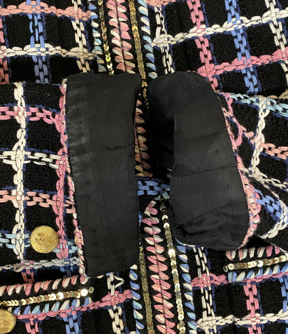 CHANEL ノーカラージャケット スパンコール ツイード P72500 V64261 レディース SIZE 34 シャネル