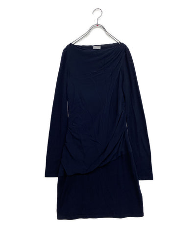 ブルネロクチネリ 長袖ワンピース 素材切替 ネイビー DK61106 レディース SIZE M BRUNELLO CUCINELLI