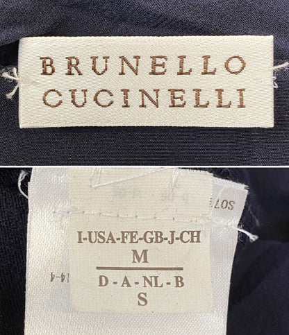 ブルネロクチネリ 長袖ワンピース 素材切替 ネイビー DK61106 レディース SIZE M BRUNELLO CUCINELLI