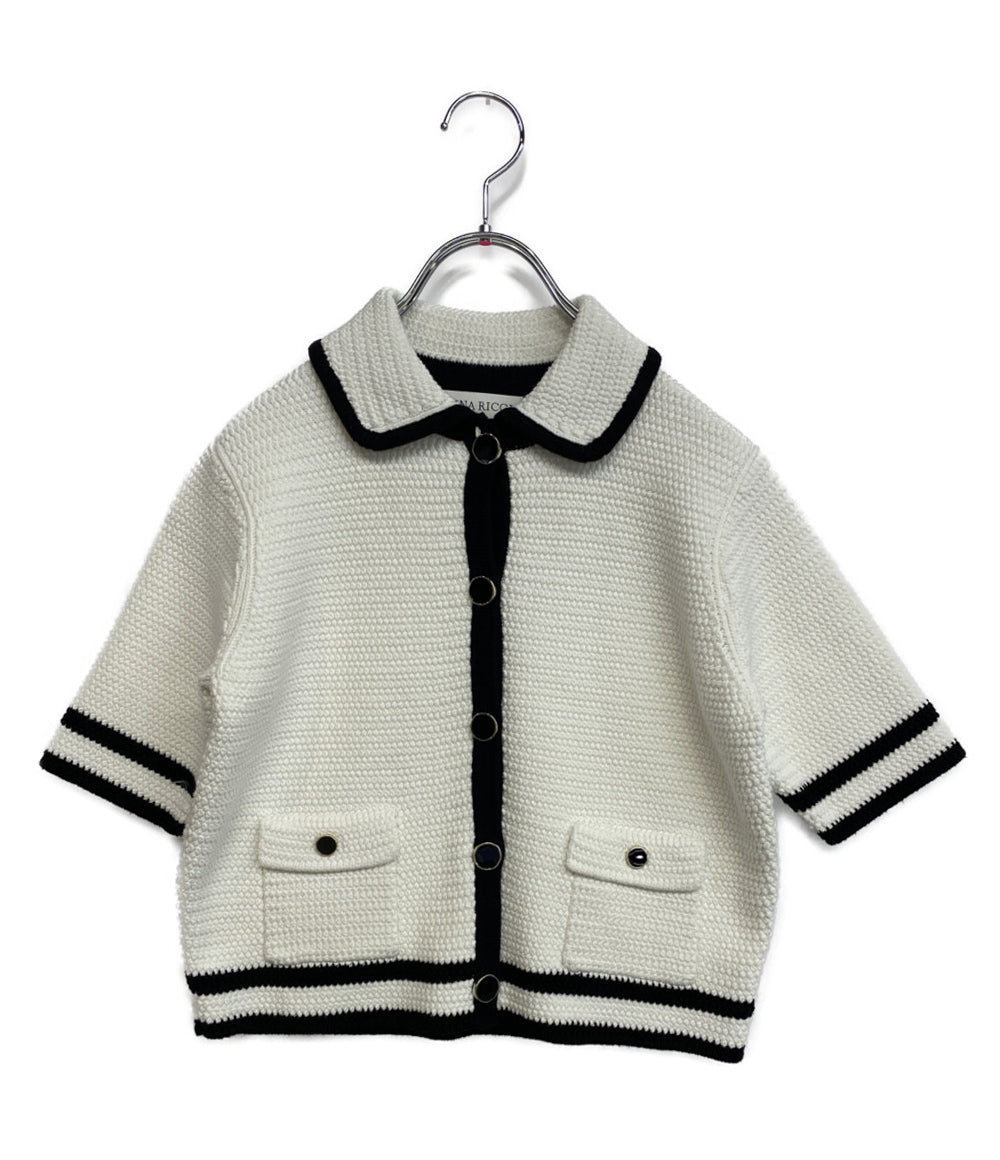 ニナリッチ 美品 カーディガン ホワイト ブラック 5S-CR001-ML570 レディース SIZE M NINA RICCI