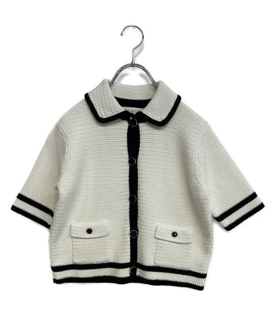 ニナリッチ 美品 カーディガン ホワイト ブラック 5S-CR001-ML570 レディース SIZE M NINA RICCI