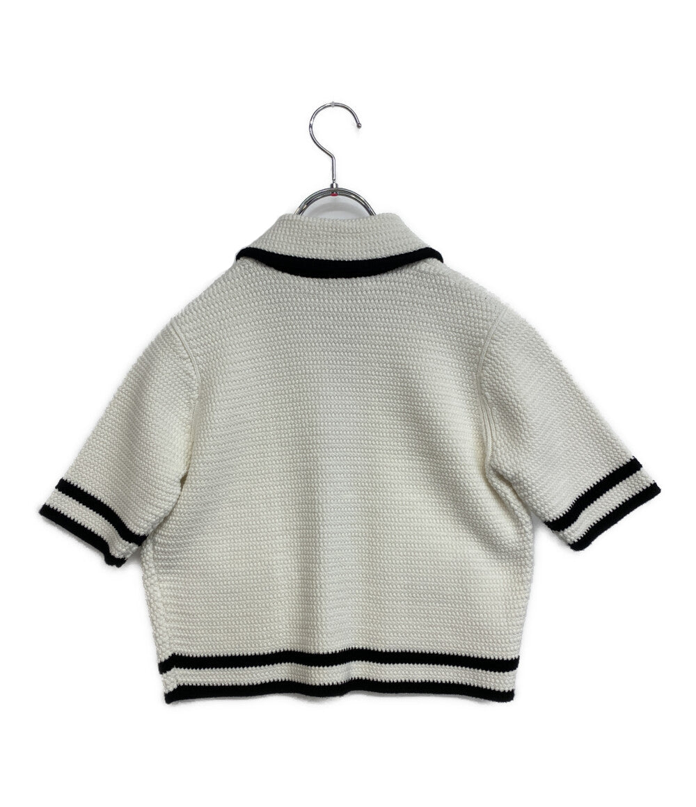 ニナリッチ 美品 カーディガン ホワイト ブラック 5S-CR001-ML570 レディース SIZE M NINA RICCI