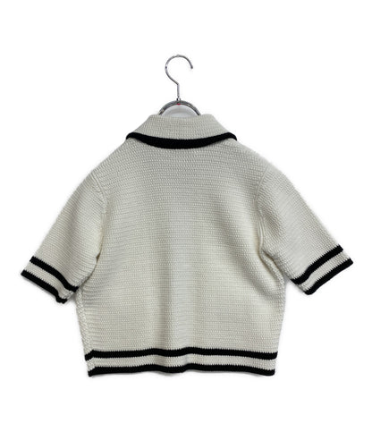 ニナリッチ 美品 カーディガン ホワイト ブラック 5S-CR001-ML570 レディース SIZE M NINA RICCI