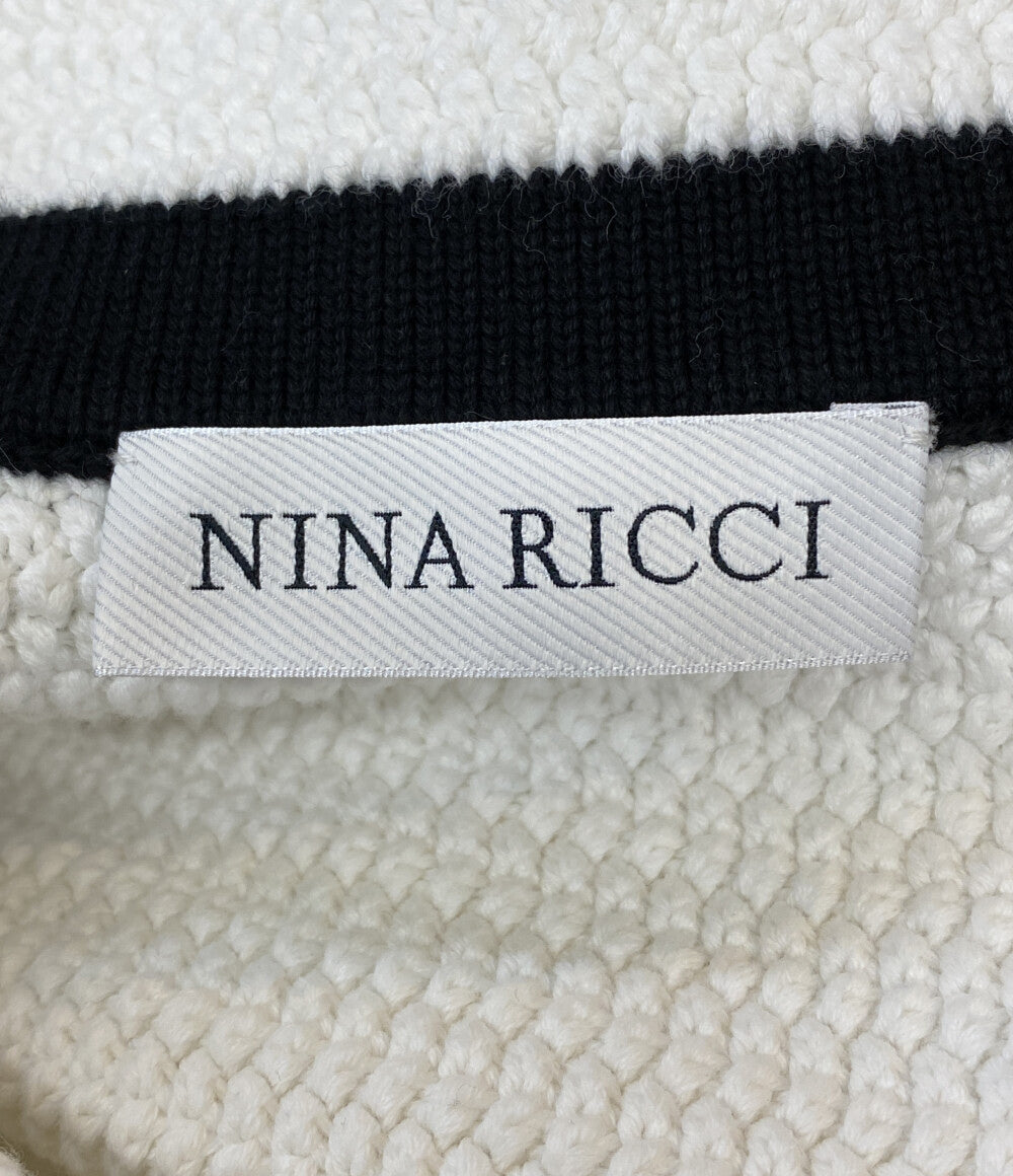 ニナリッチ 美品 カーディガン ホワイト ブラック 5S-CR001-ML570 レディース SIZE M NINA RICCI
