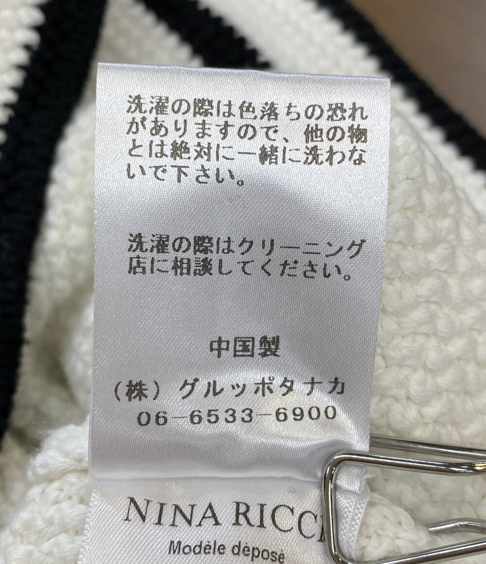 ニナリッチ 美品 カーディガン ホワイト ブラック 5S-CR001-ML570 レディース SIZE M NINA RICCI
