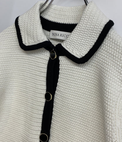 ニナリッチ 美品 カーディガン ホワイト ブラック 5S-CR001-ML570 レディース SIZE M NINA RICCI