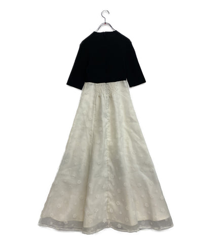 マリークヮント マーキュリーデュオ 五分袖ワンピース ブラック ホワイト 002520302201-01 レディース SIZE M Mercury Duo／Mary Quant