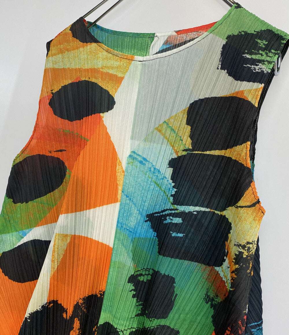 プリーツプリーズ 美品 ノースリーブロングワンピース マルチカラー PP91JH724 レディース SIZE 3 PLEATS PLEASE