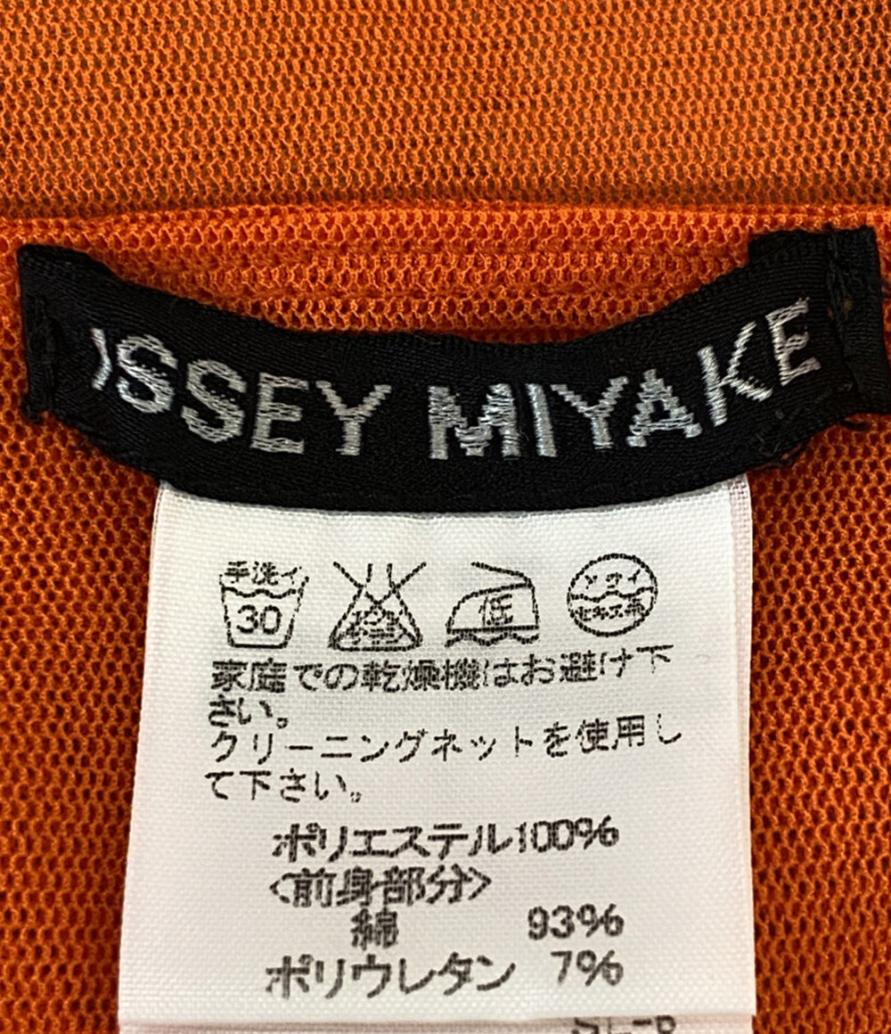 イッセイミヤケ 美品 カットソー オレンジ シースルー パターン柄 IM21JK121 レディース SIZE 2 ISSEY MIYAKE