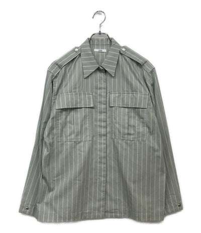 美品 イン 長袖シャツ グリーン ストライプ ID25S-BL02 レディース SIZE 36 IHNN