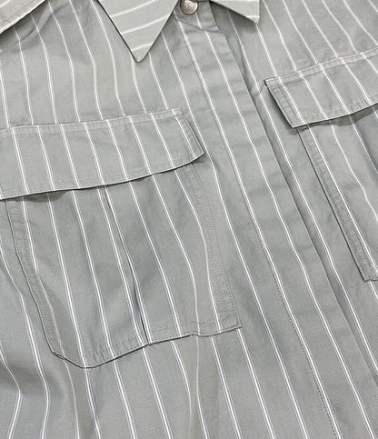 美品 イン 長袖シャツ グリーン ストライプ ID25S-BL02 レディース SIZE 36 IHNN