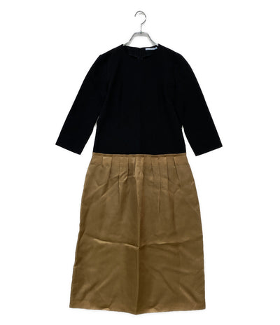 リック 七分袖ワンピース ブラック ベージュ バイカラー RYD-118-031 レディース SIZE 36 REYC