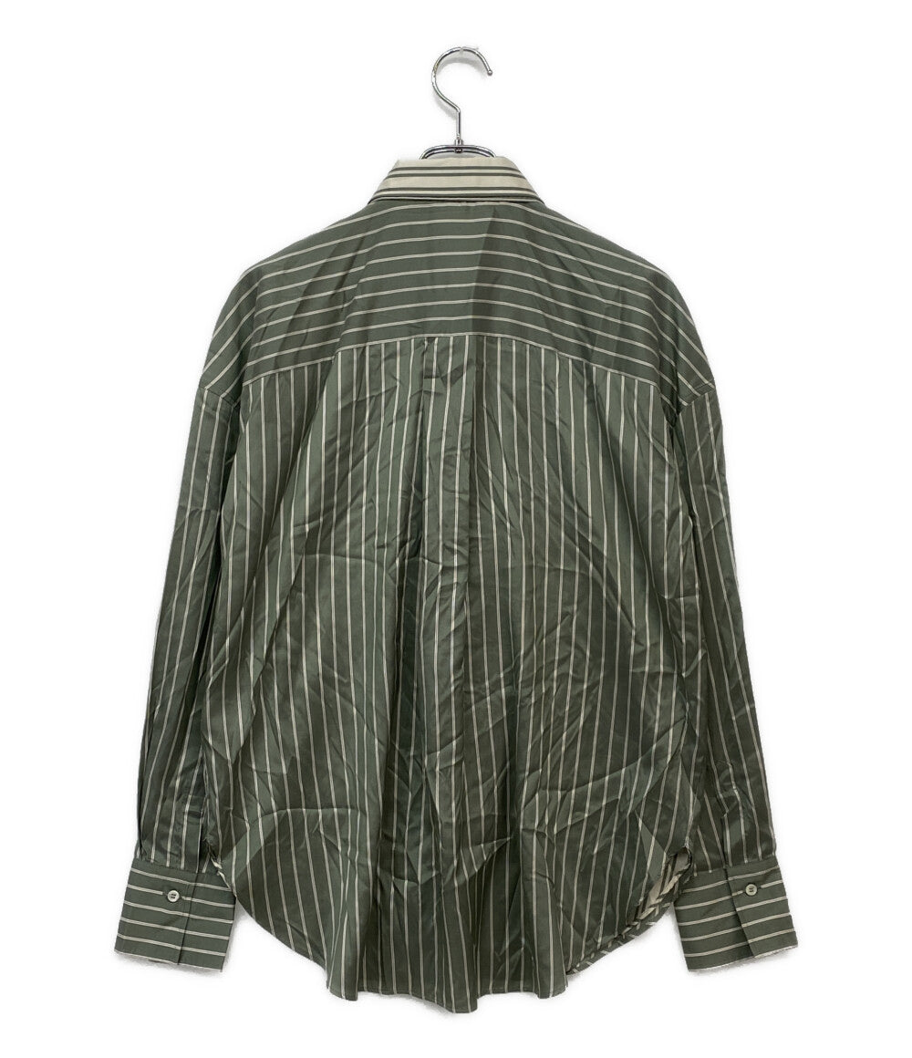 ブルネロクチネリ 長袖シャツ グリーン ストライプ レディース SIZE M BRUNELLO CUCINELLI