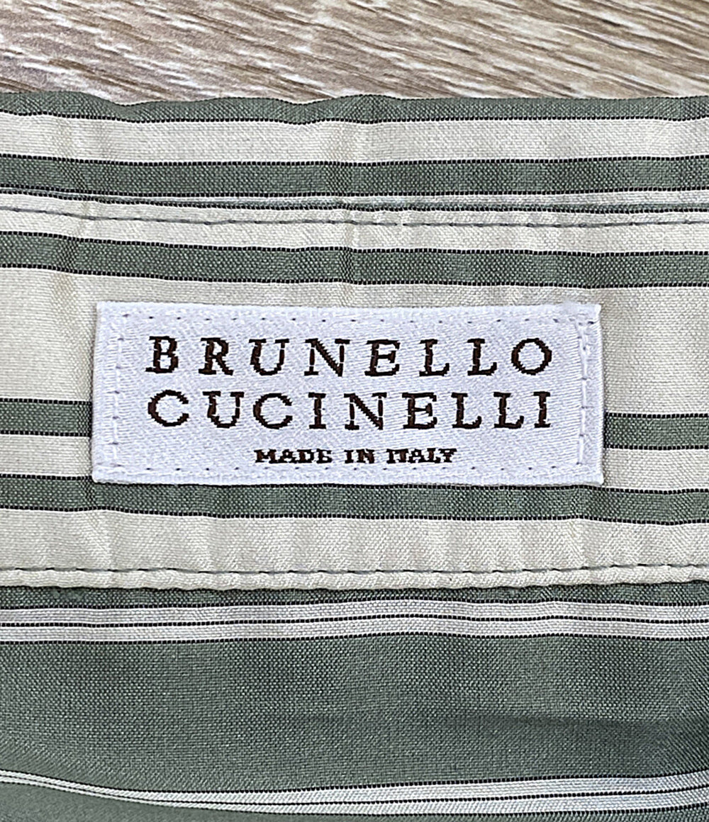 ブルネロクチネリ 長袖シャツ グリーン ストライプ レディース SIZE M BRUNELLO CUCINELLI
