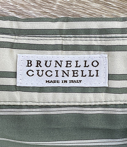 ブルネロクチネリ 長袖シャツ グリーン ストライプ レディース SIZE M BRUNELLO CUCINELLI
