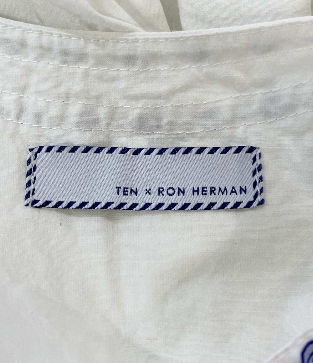 TEN×RON HERMAN テン 長袖ワンピース ホワイト コットン レディース SIZE XS ロンハーマン