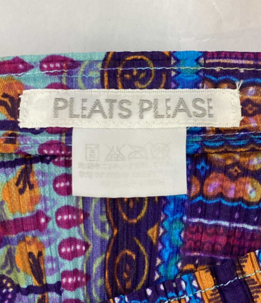 プリーツプリーズ スカート 短丈 総柄 レディース SIZE F PLEATS PLEASE