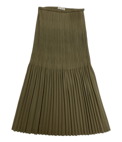 イッセイミヤケ 美品 スカート カーキ 切替プリーツ IM53FG917 レディース SIZE L ISSEY MIYAKE