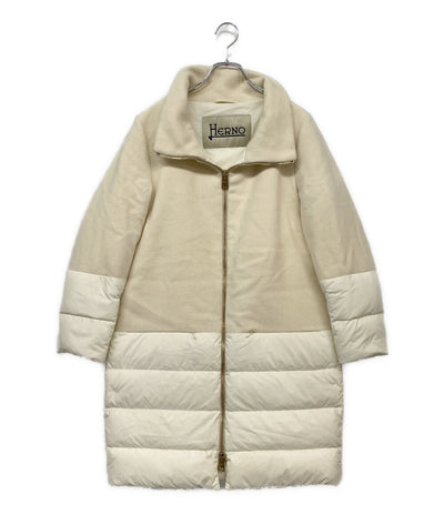 ヘルノ コート ジップアップ ウール切替 ホワイト レディース SIZE 44 HERNO