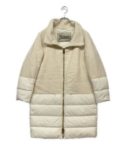 ヘルノ コート ジップアップ ウール切替 ホワイト レディース SIZE 44 HERNO