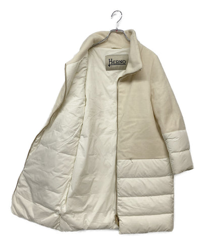 ヘルノ コート ジップアップ ウール切替 ホワイト レディース SIZE 44 HERNO