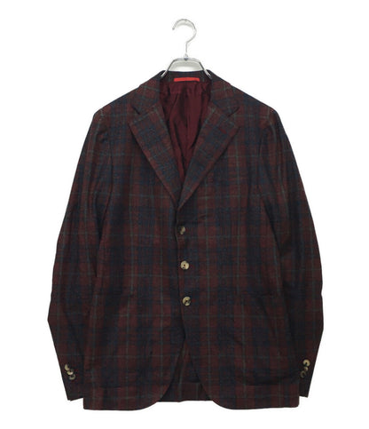美品 イザイア テーラードジャケット レッドチェック PR41 02415 01653 A メンズ SIZE 48 ISaia