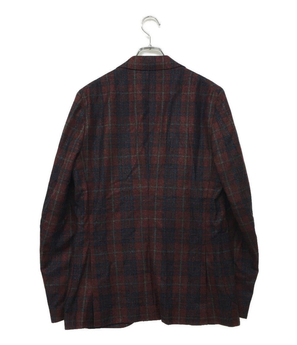 美品 イザイア テーラードジャケット レッドチェック PR41 02415 01653 A メンズ SIZE 48 ISaia