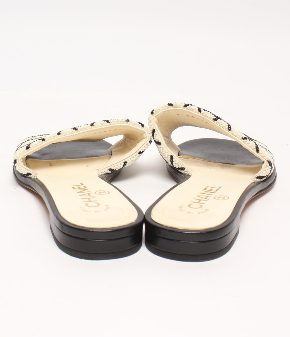 シャネル　ビーチサンダル　ベージュ　36.5 シャネル サンダル ビーズ ココマーク レディース SIZE 36.5 CHANEL