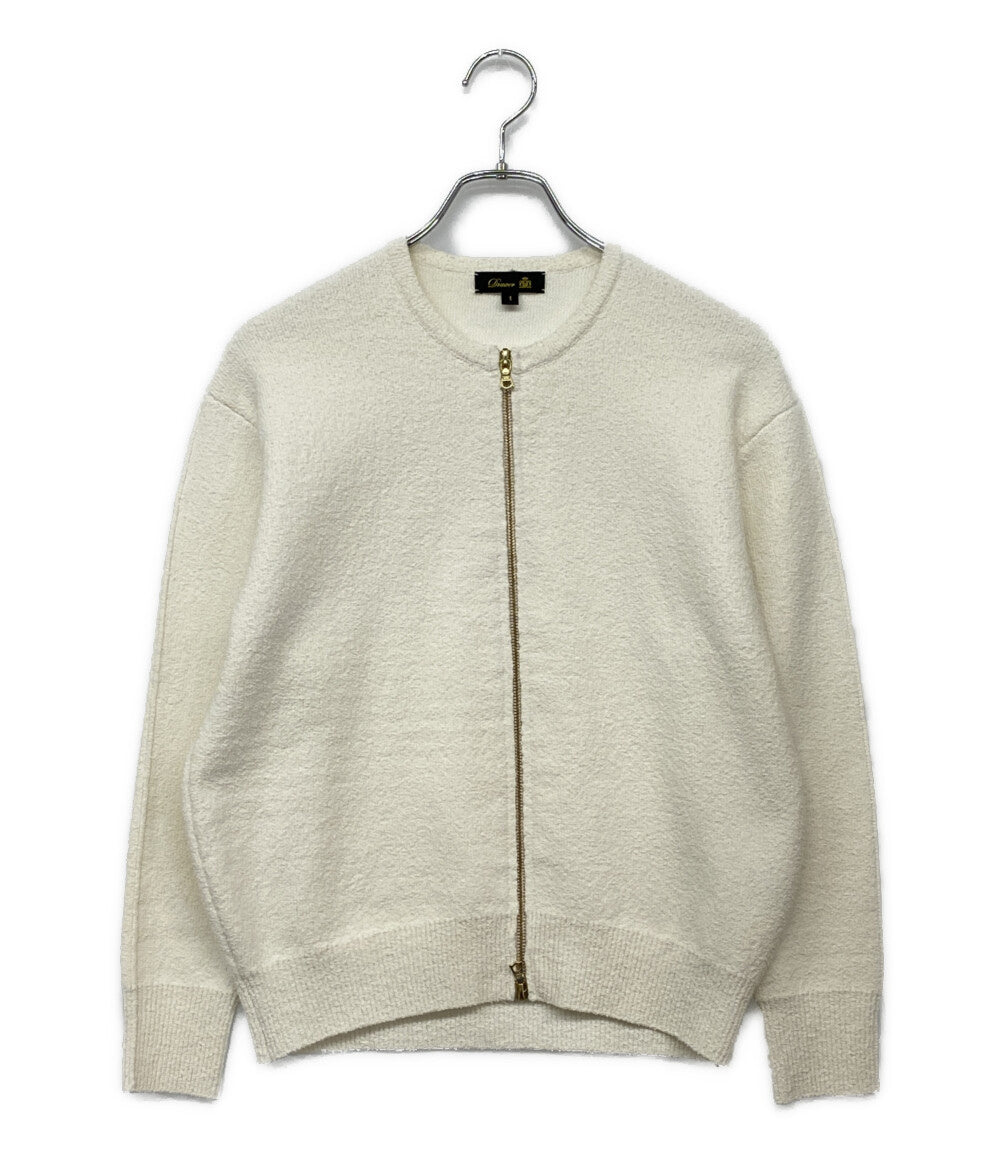 美品 Drawer ノーカラーブルゾン パイル ホワイト 6515-199-0616 レディース SIZE 1 ドゥロワー