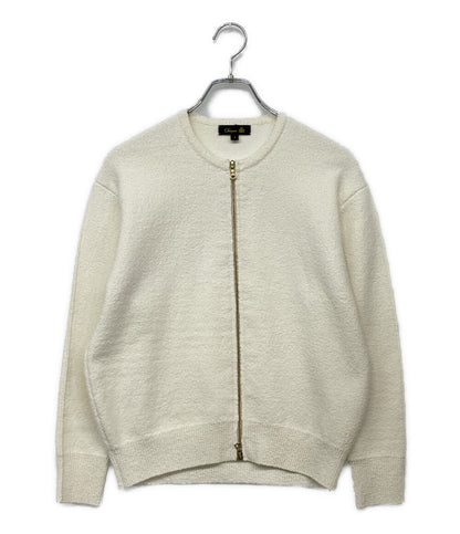 美品 Drawer ノーカラーブルゾン パイル ホワイト 6515-199-0616 レディース SIZE 1 ドゥロワー