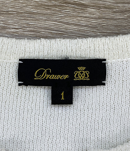 美品 Drawer ノーカラーブルゾン パイル ホワイト 6515-199-0616 レディース SIZE 1 ドゥロワー