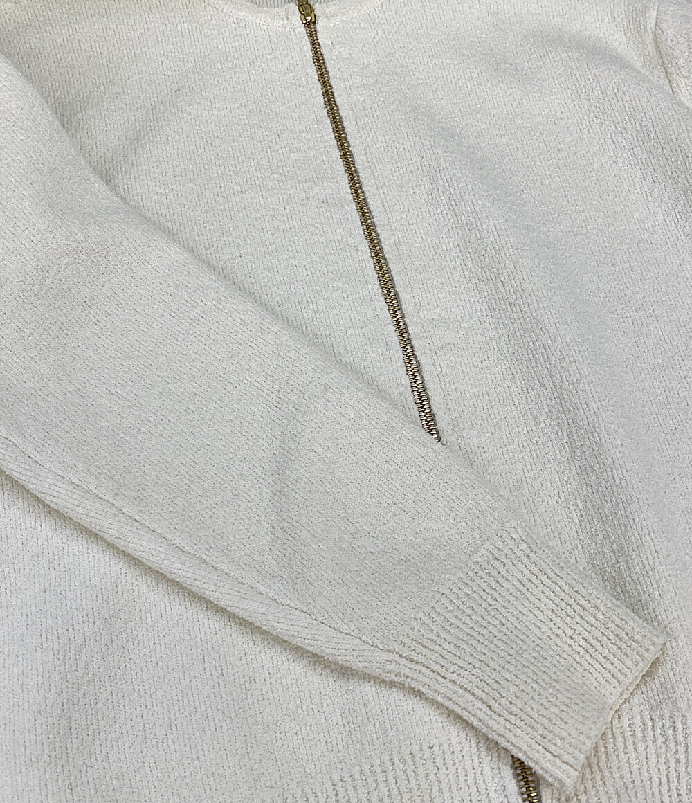 美品 Drawer ノーカラーブルゾン パイル ホワイト 6515-199-0616 レディース SIZE 1 ドゥロワー