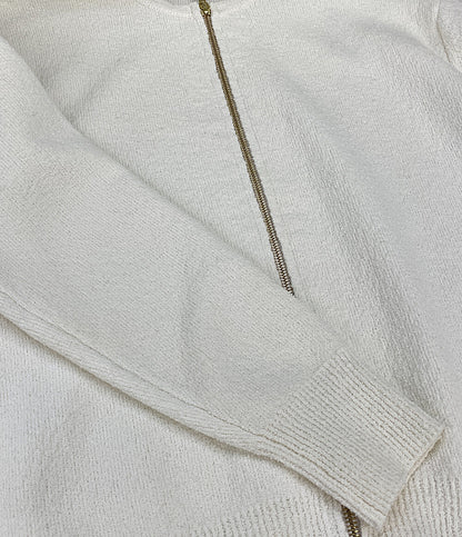 美品 Drawer ノーカラーブルゾン パイル ホワイト 6515-199-0616 レディース SIZE 1 ドゥロワー