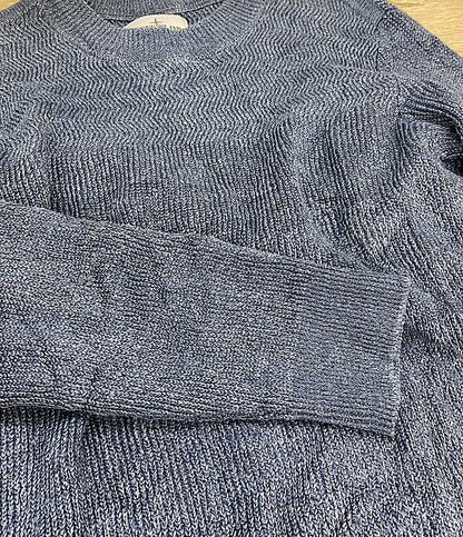 美品 STONE ISLAND コットンニット パッチ ブルー PROM-2024-184 メンズ SIZE L ストーンアイランド